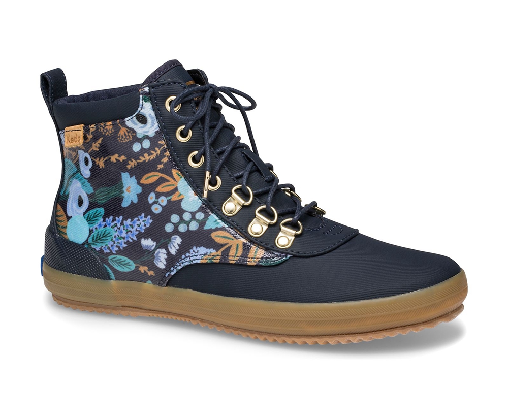 Keds Stiefel Damen Navy - Rifle Paper Co. Scout Water-Resistant Garden Party - EHK-825037